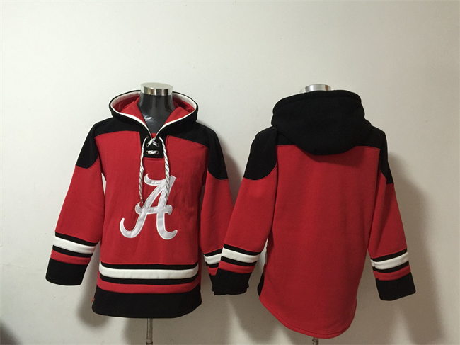 Men's Red Alabama Crimson Tide Lace-Up Pullover Hoodie